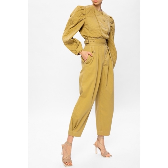 Ulla Johnson Pants Dune Cropped high Waist Cotton Twill Trousers